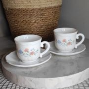 Tasses vintage verre blanc