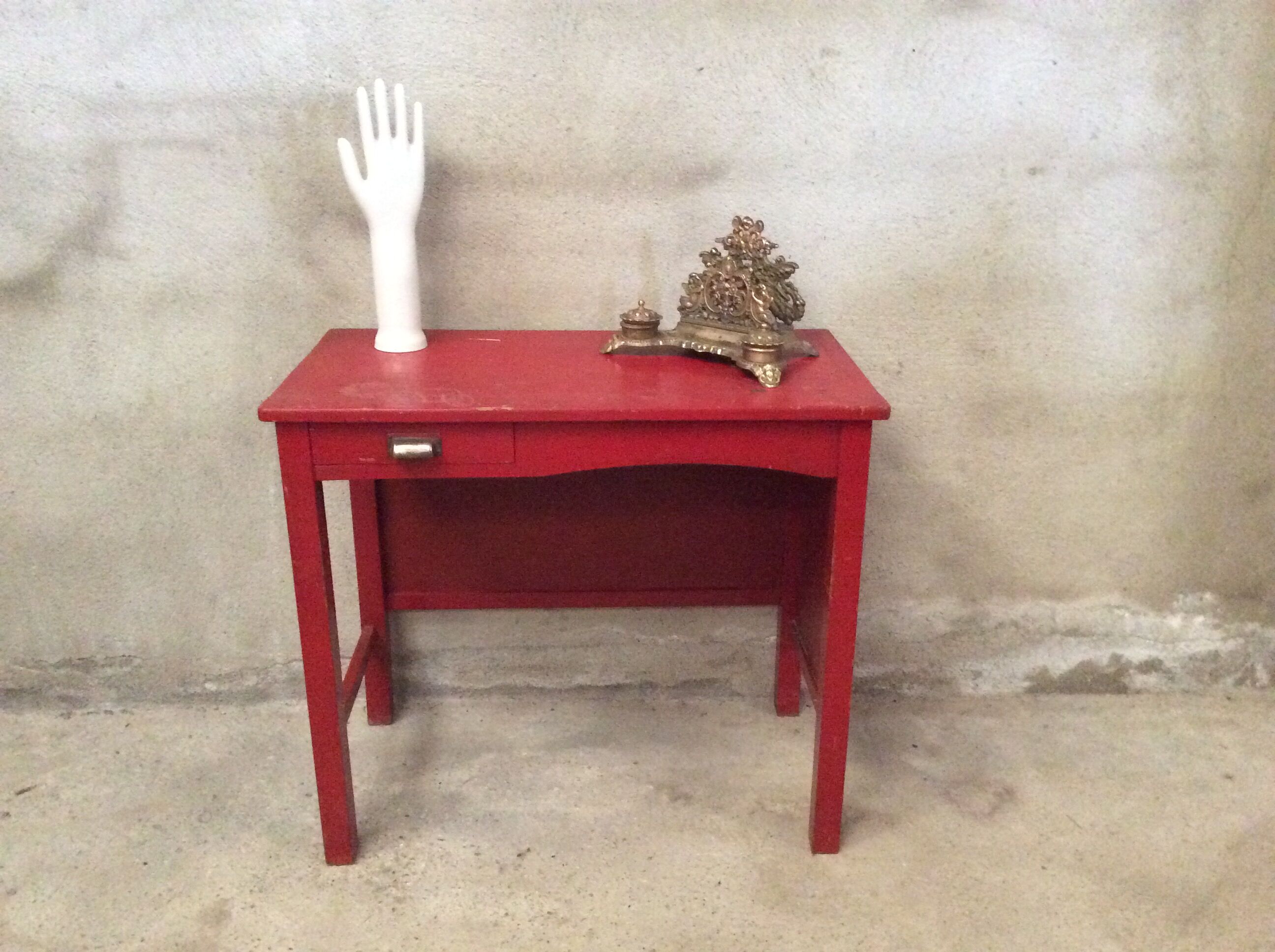 Wooden desk vintage red