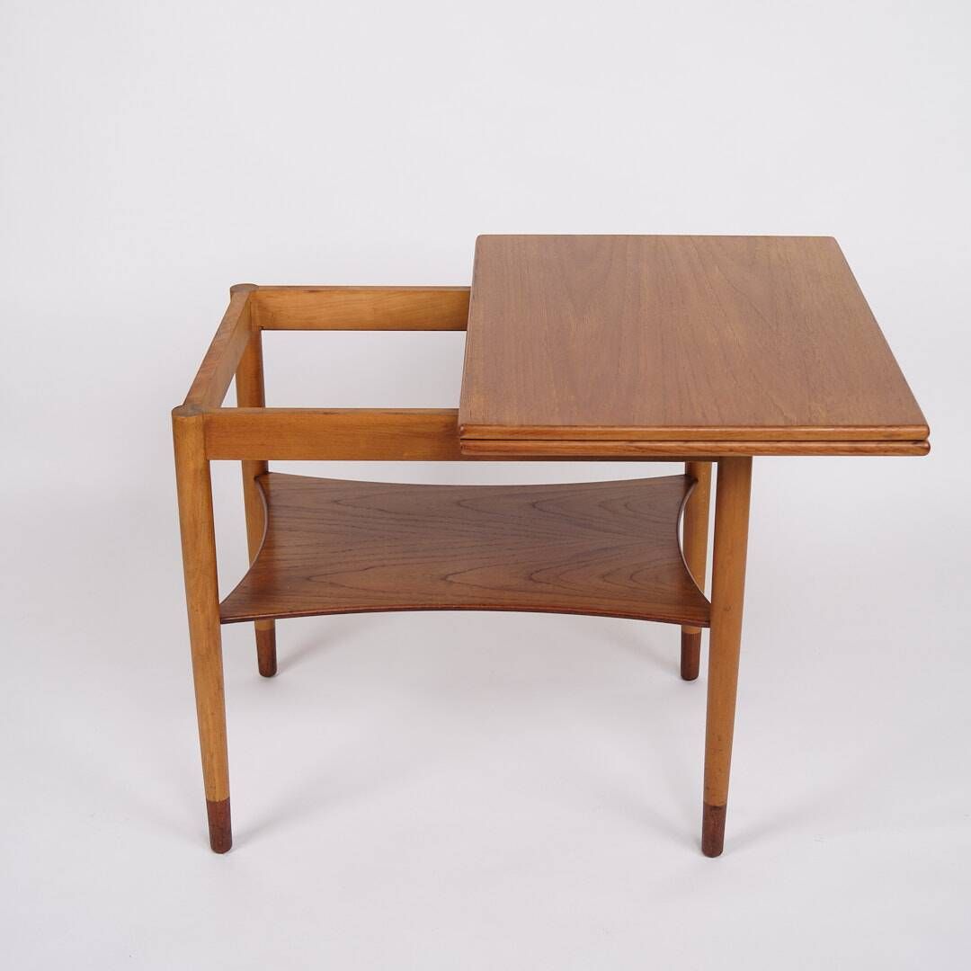 Folding table - Teak & Beech - Brass fittings - Børge Mogensen - Søborg Furniture Factory - 1950s