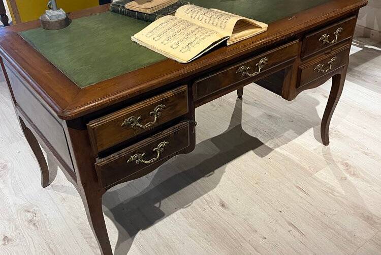 Bureau vintage bois et cuir