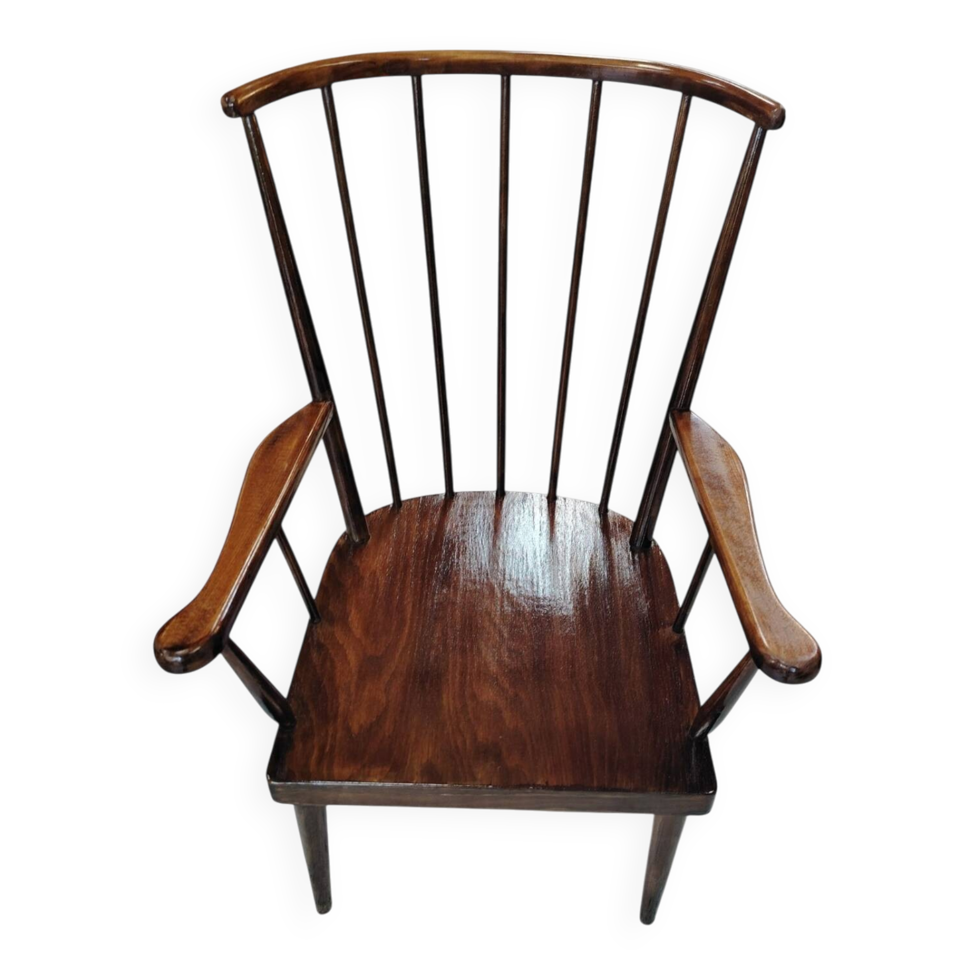 Fauteuil à haut dossier en éventail Baumann années 60