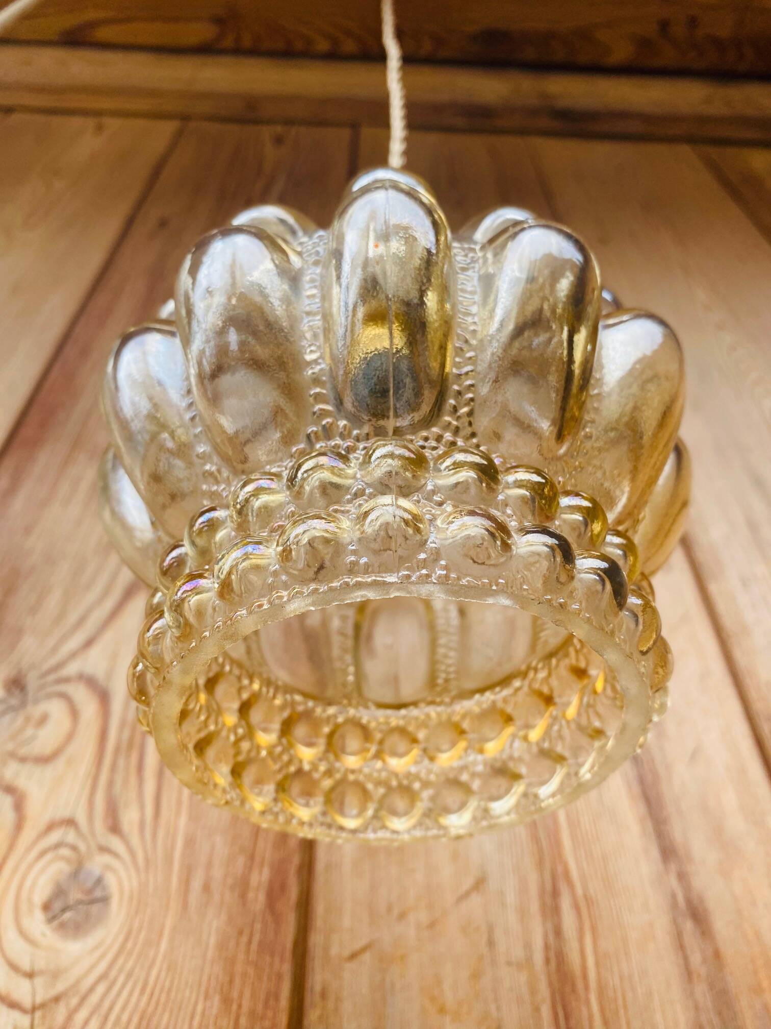 Vintage moulded glass pendant light