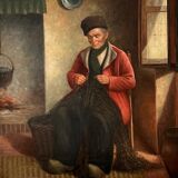 Peinture à l'huile hollandaise vintage « Vieil homme »