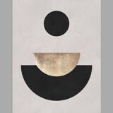 4 geometric art prints with circles and lines.