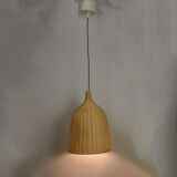Ceiling lamp with a wicker shade, Denmark, 1970s