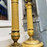 Large pair of empire bronze mercury candlesticks
