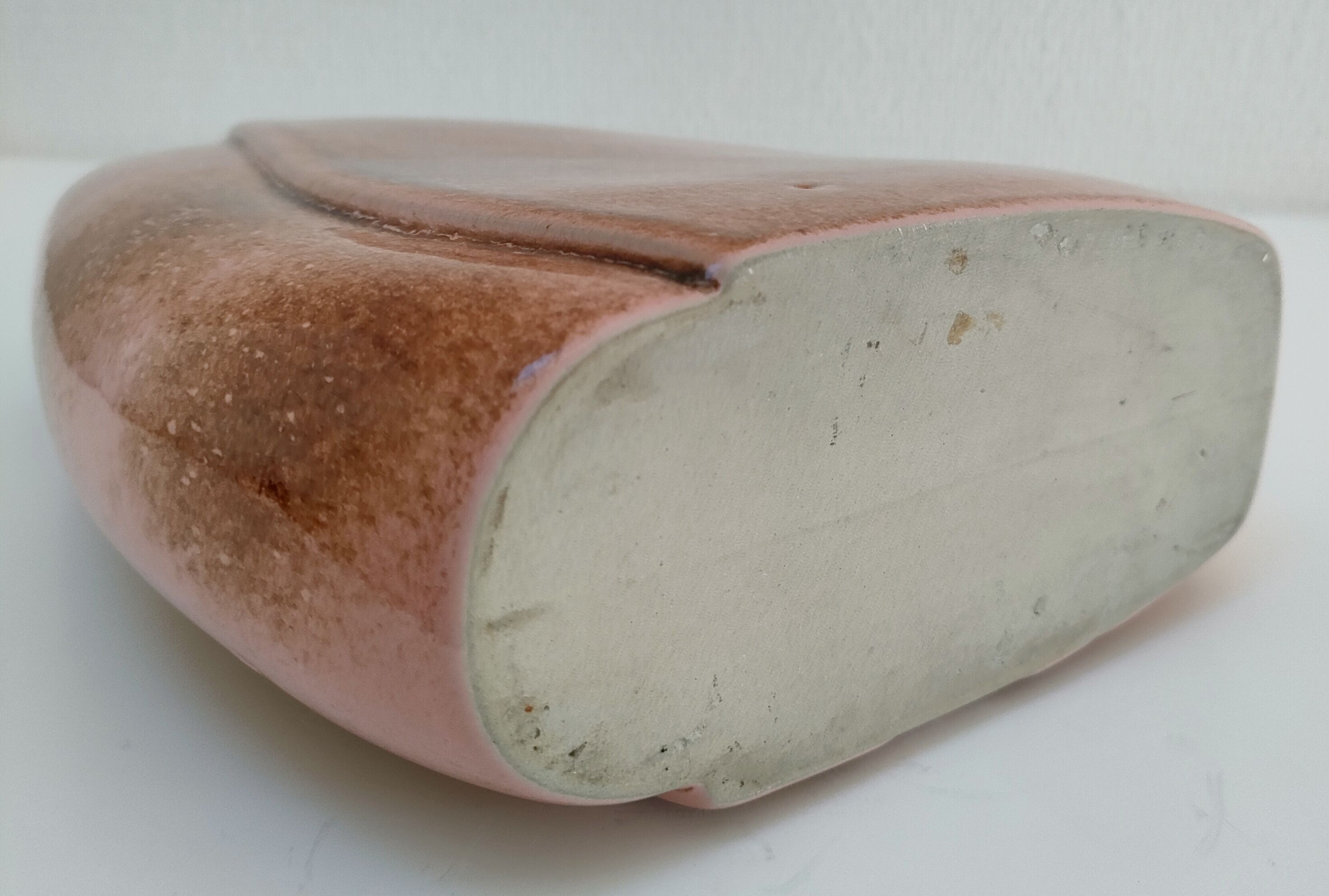Enamelled ceramic flat vase design 80s - 90s