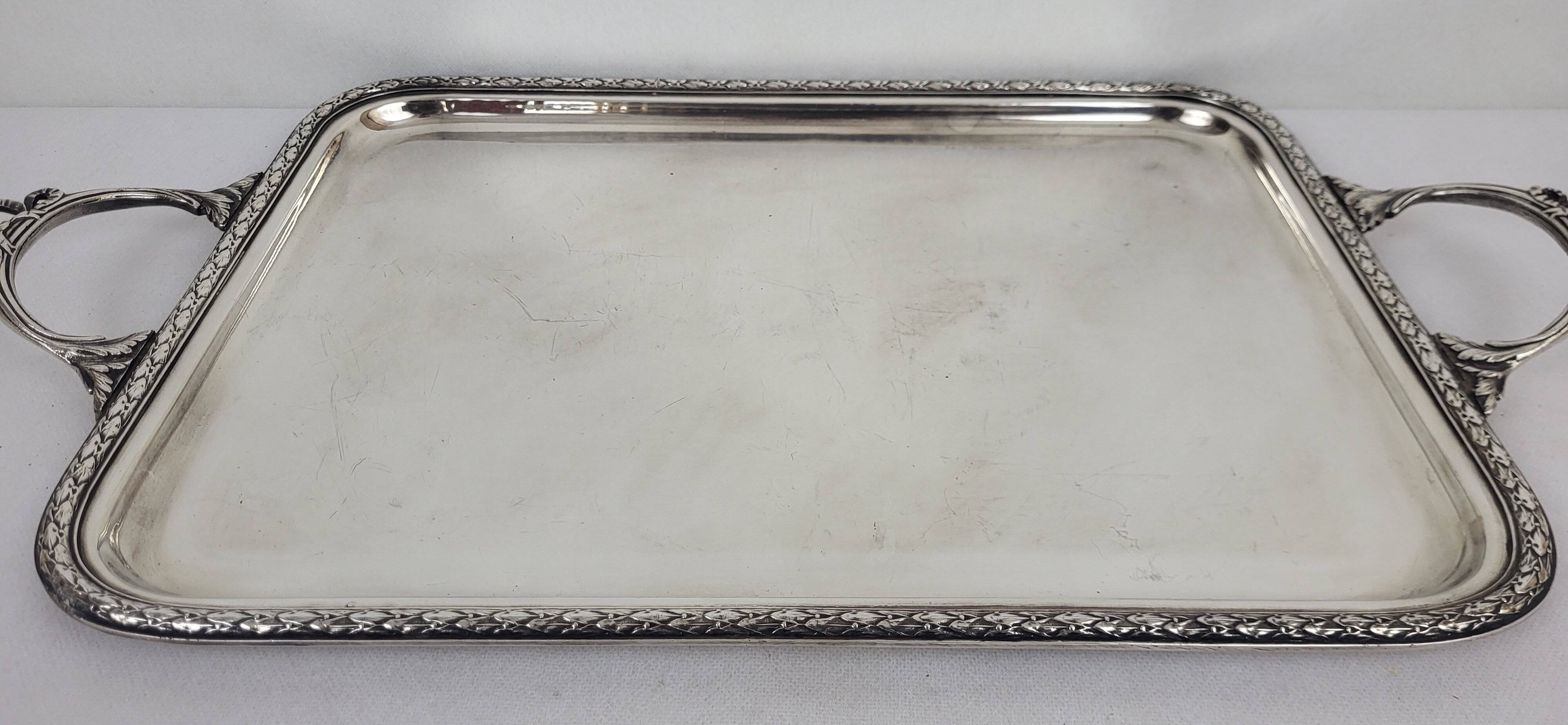 Louis XVI Style Silver Metal Tray