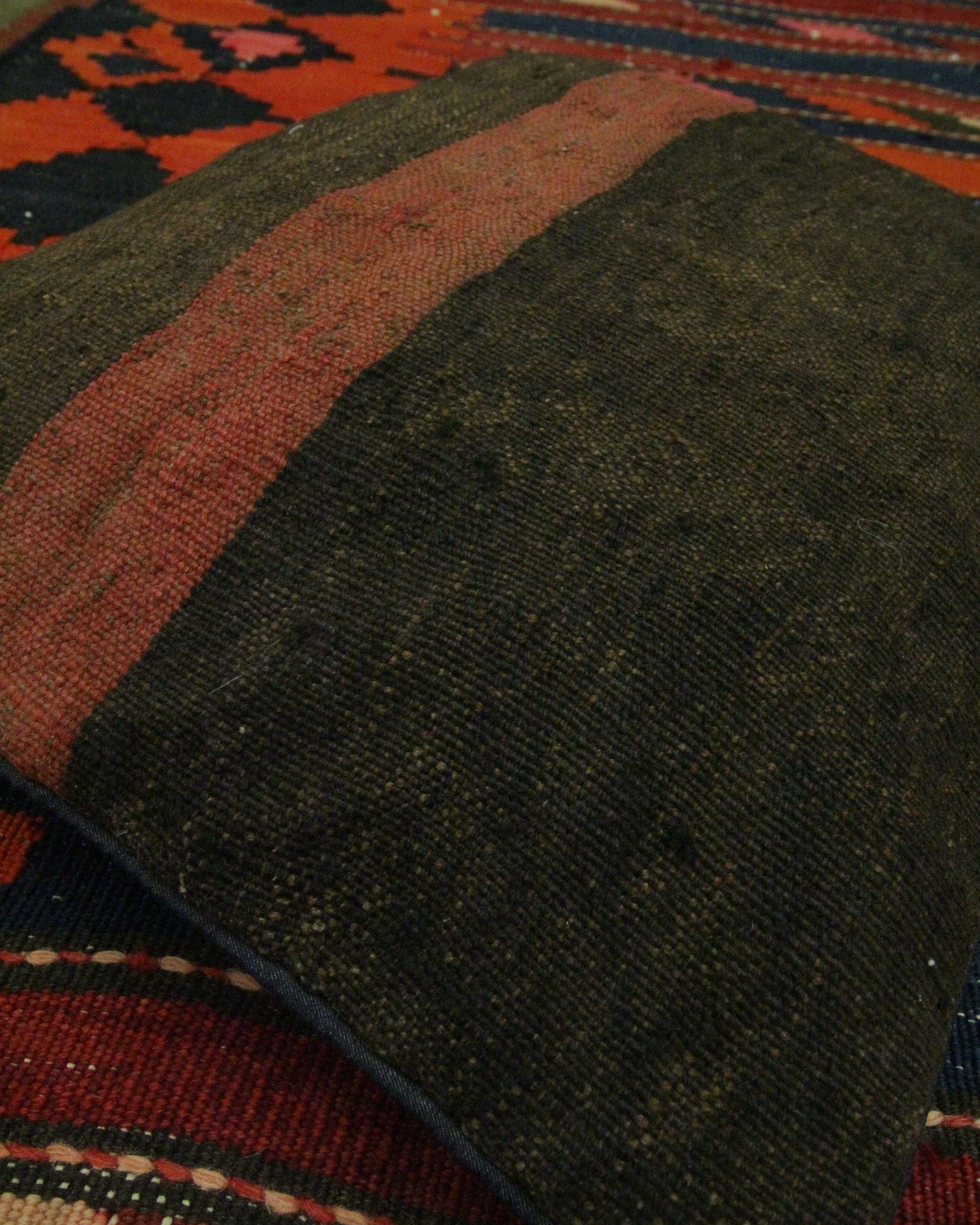 Handwoven Kilim Orange Brown Wool Cushion Cover 40x40cm