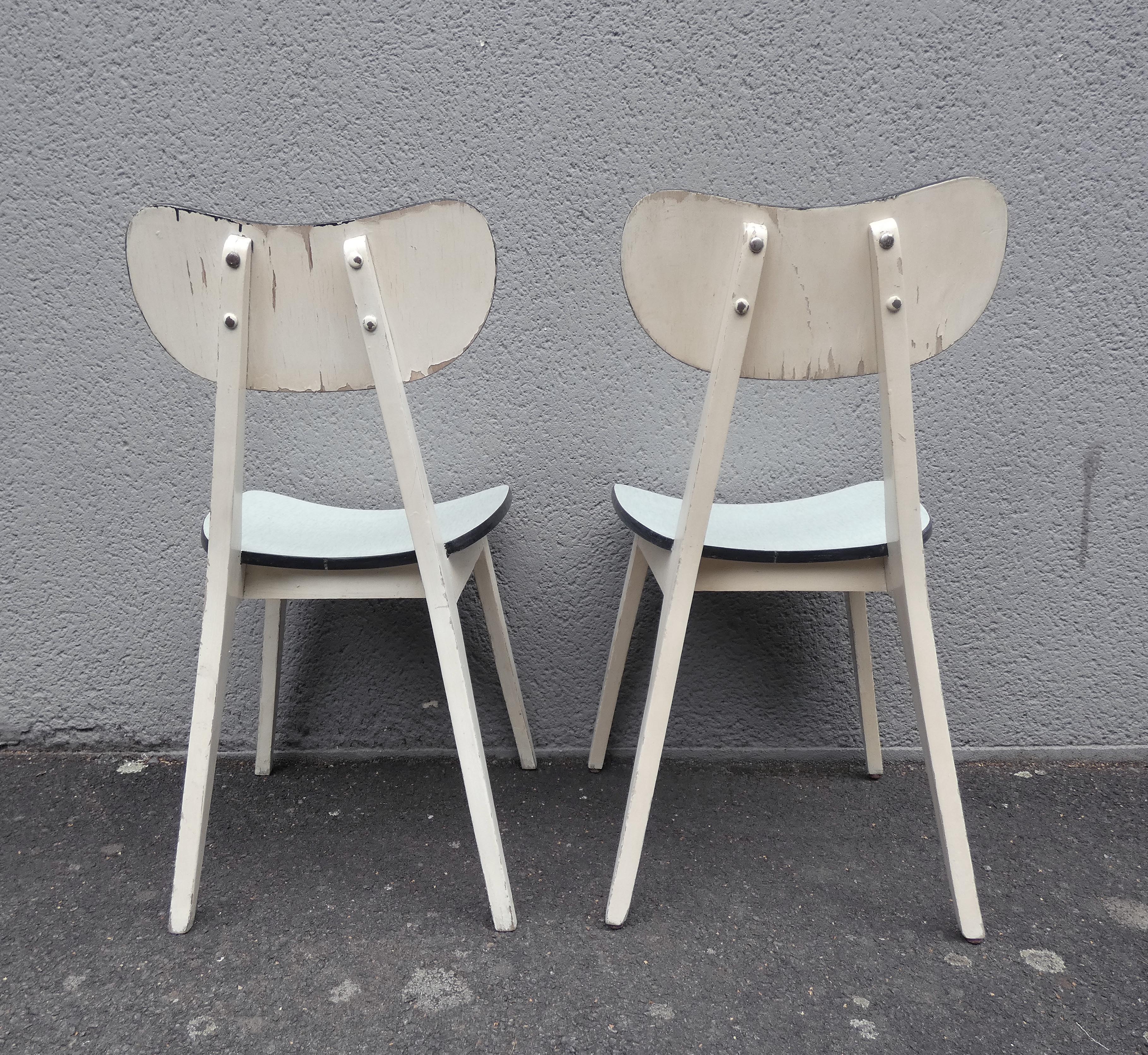 2 chairs in water green formica