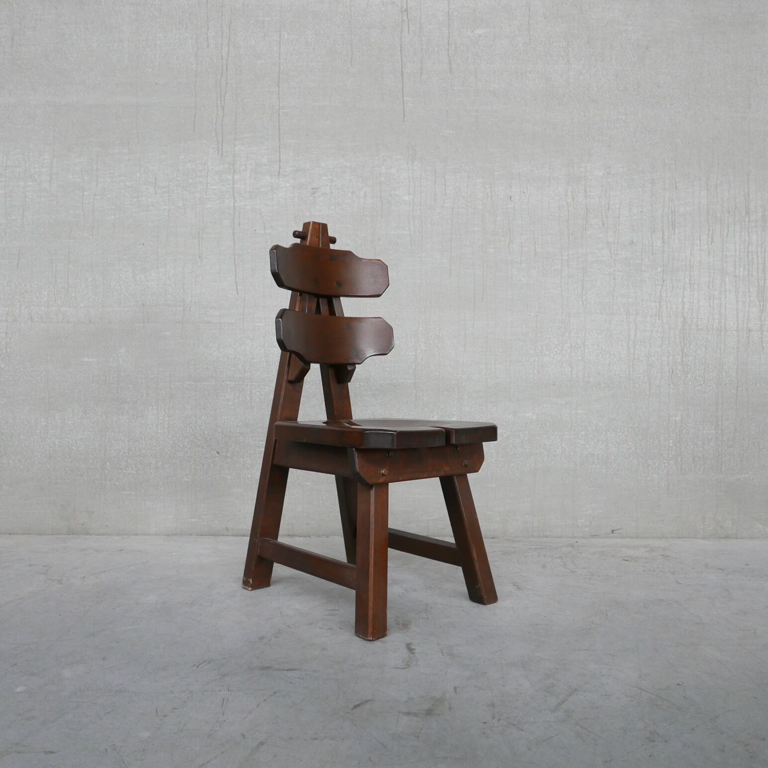 6 brutalist spanish oak dining chairs