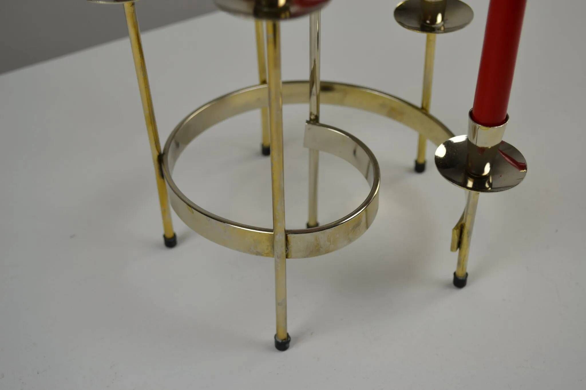 Pair of white metal candle holders "Spiral" by Gunnar Ander for Ystad-Metall, Sweden, 1960s.