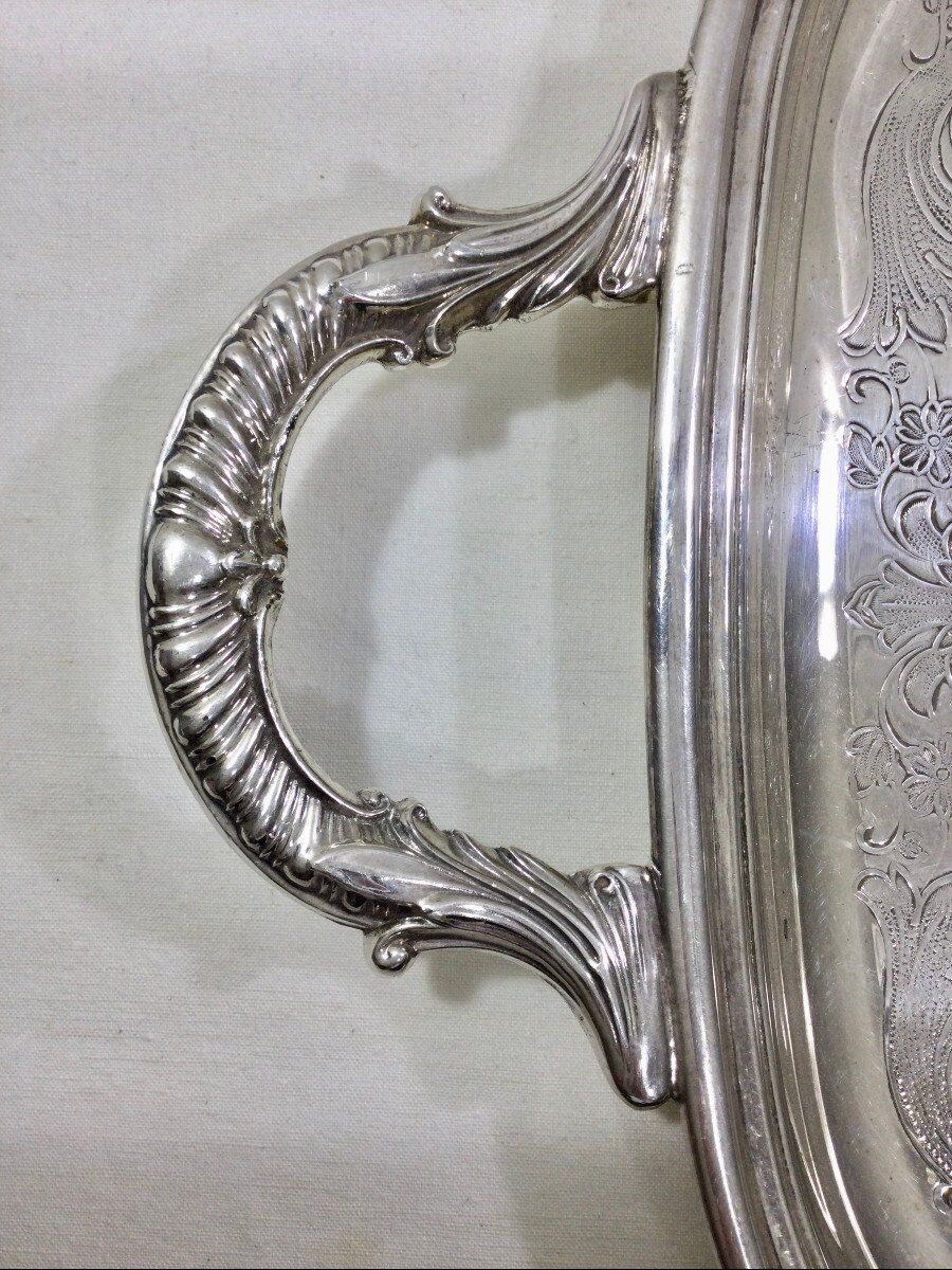 Silver metal handle tray