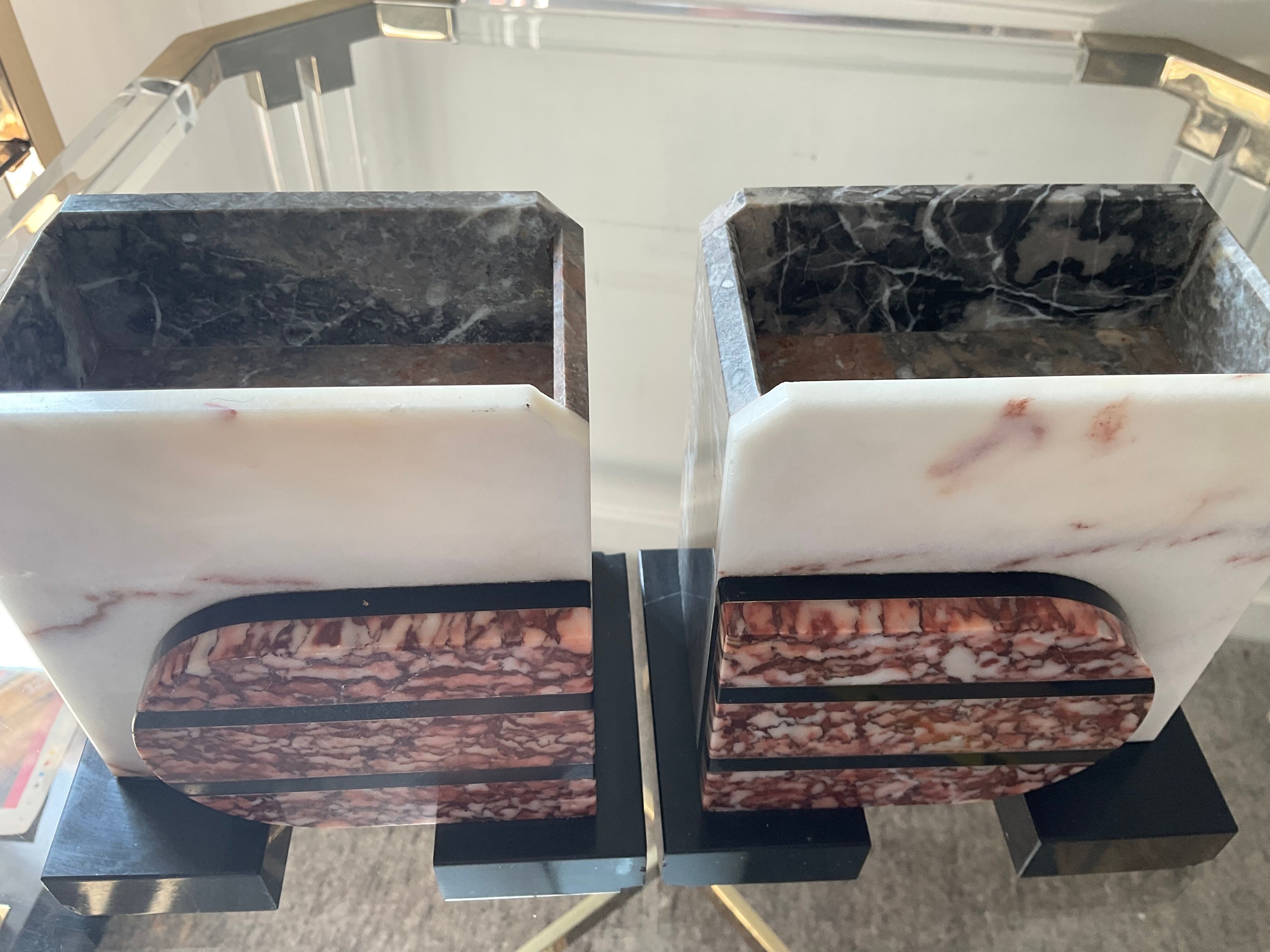 Pair of Art Deco marble bookends