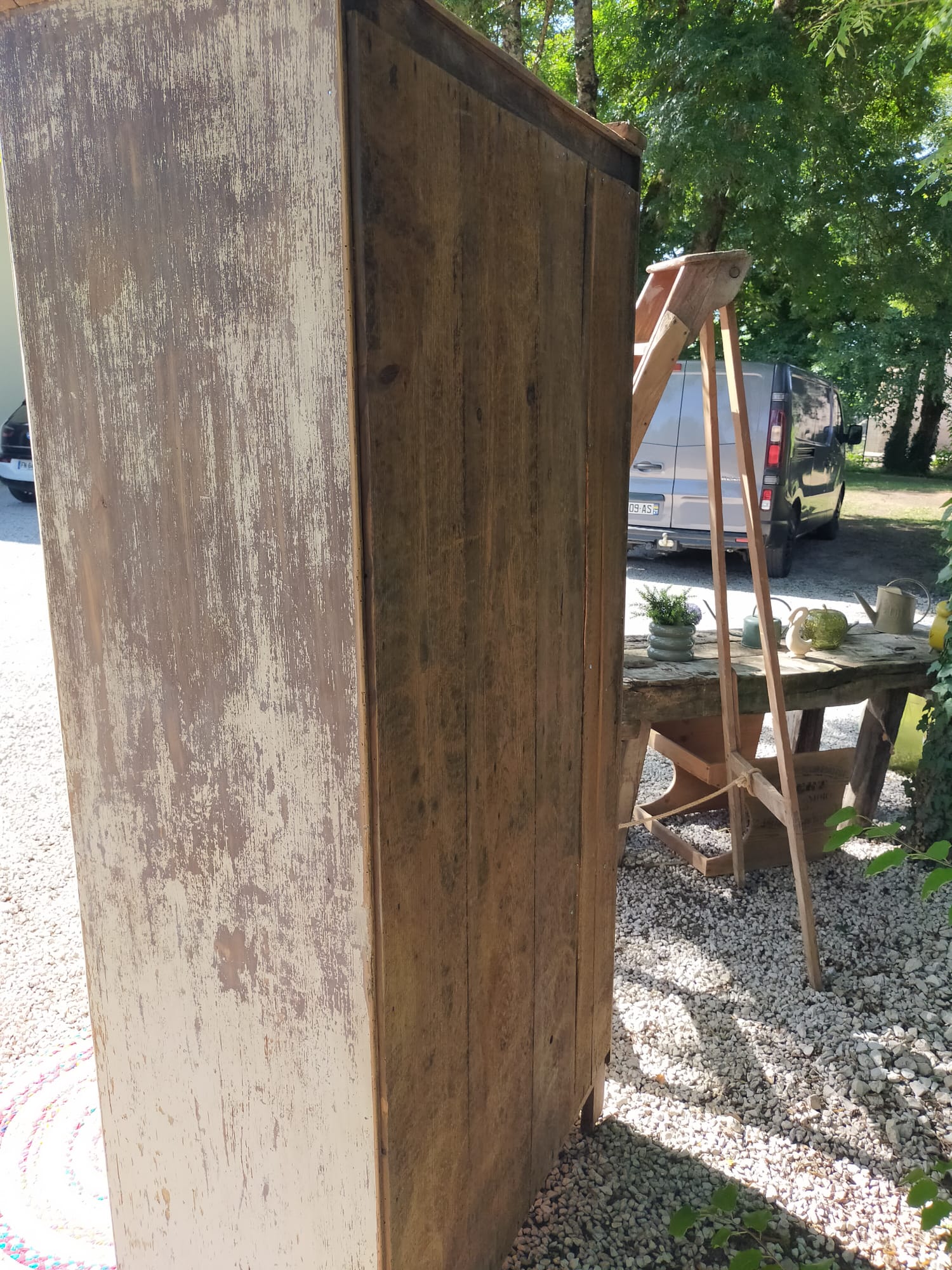 Renovated antique wooden wardrobe