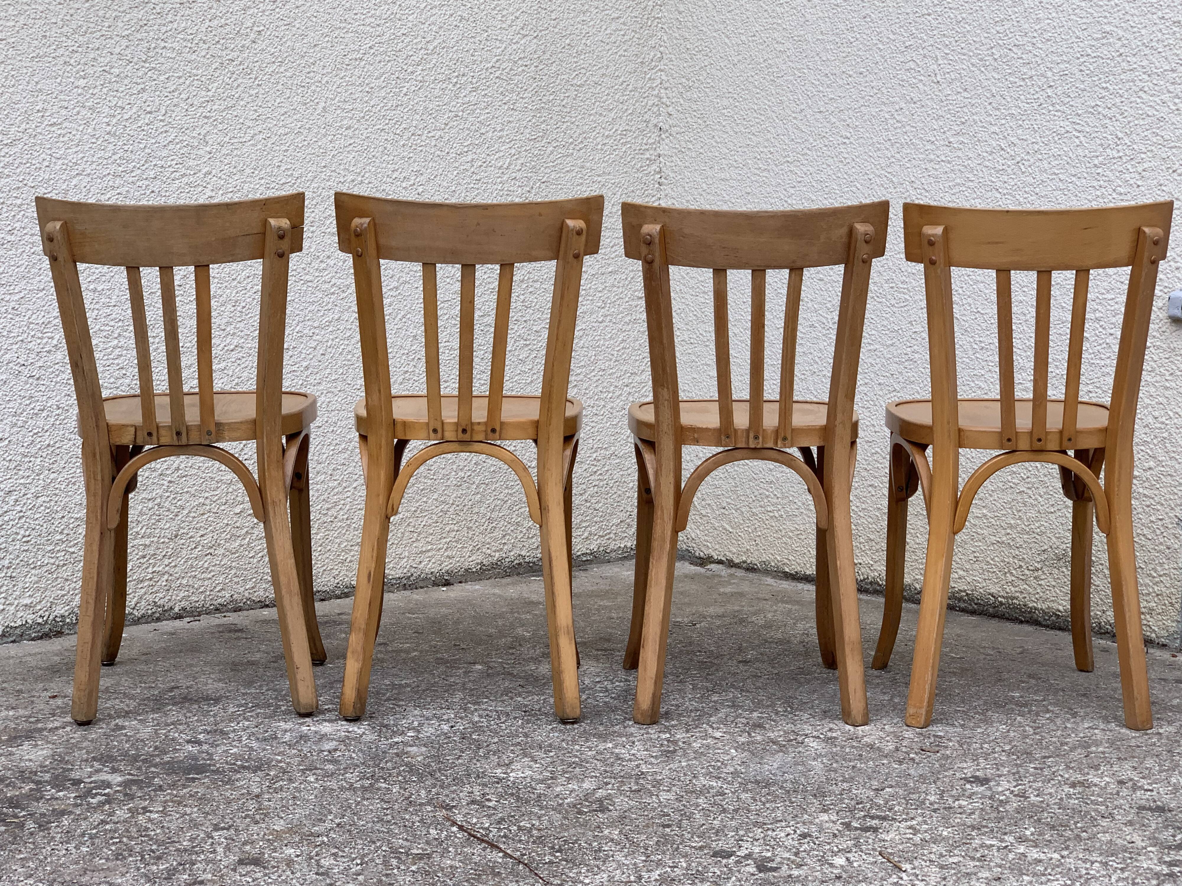 Suite of 4 chairs bistro Baumann 1967