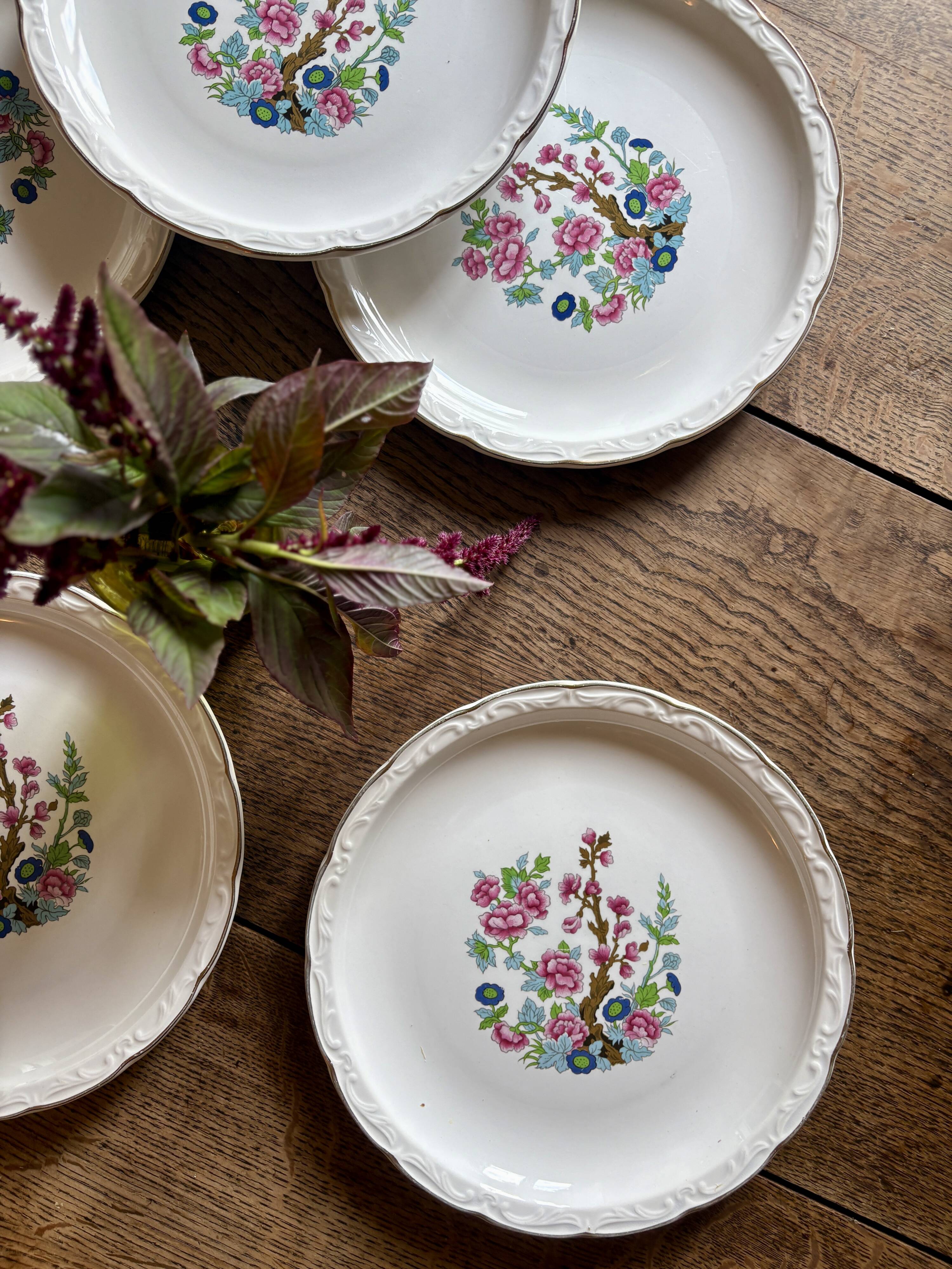 Set of 6 vintage deep plates, "Indian Tree" pattern by Digoin.