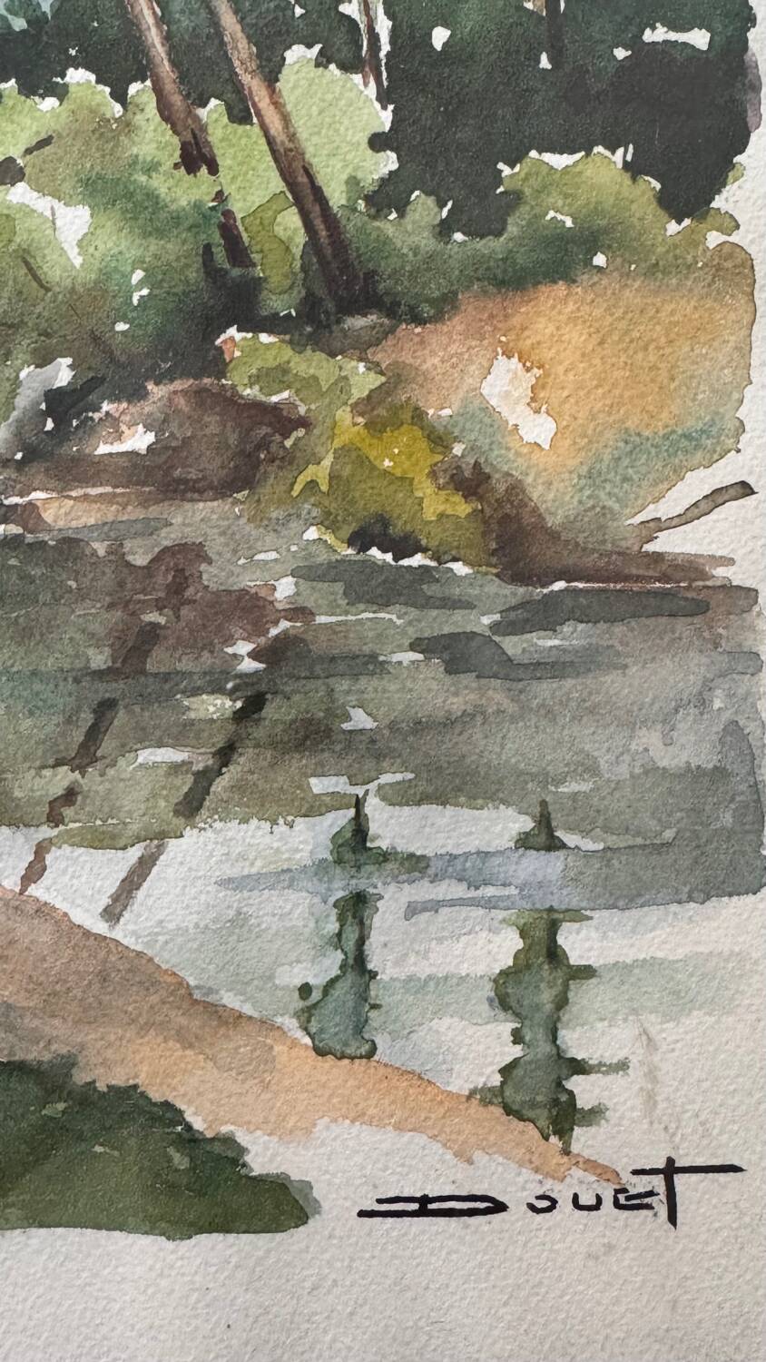 Original watercolor signed Douet (20th century)