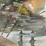 Original watercolor signed Douet (20th century)