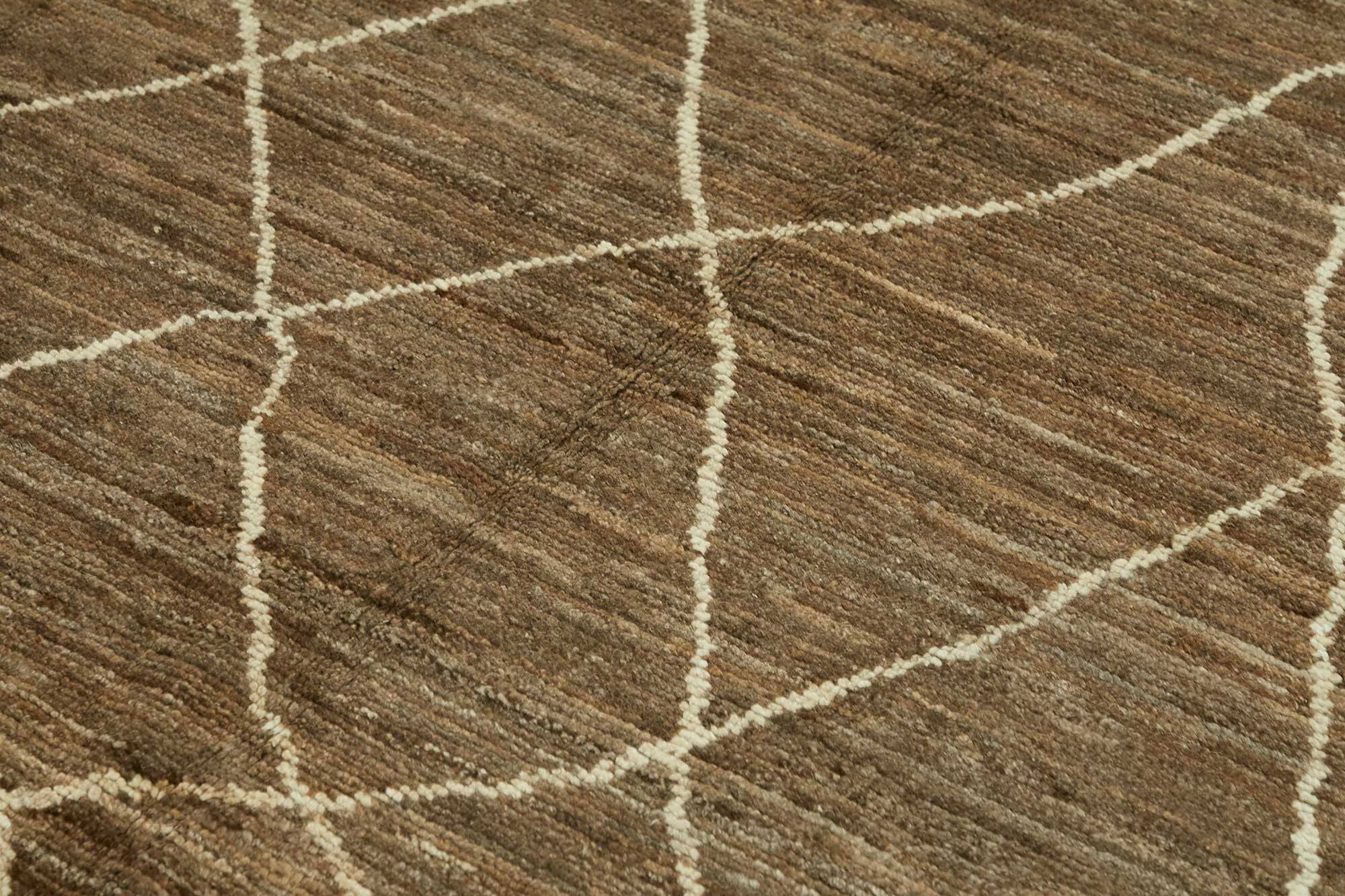 Handwoven Tribal One of a Kind 206 cm x 308 cm Brown Wool Carpet