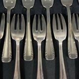Suite de 12 fourchettes à dessert gâteaux en métal argenté design Vintage 1