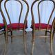 Set of 4 Vintage Bentwood Bistro Chairs, Red Upholstery