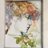 Old painting portrait of a young woman