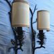 2 wall sconces pine cone branch lamps
