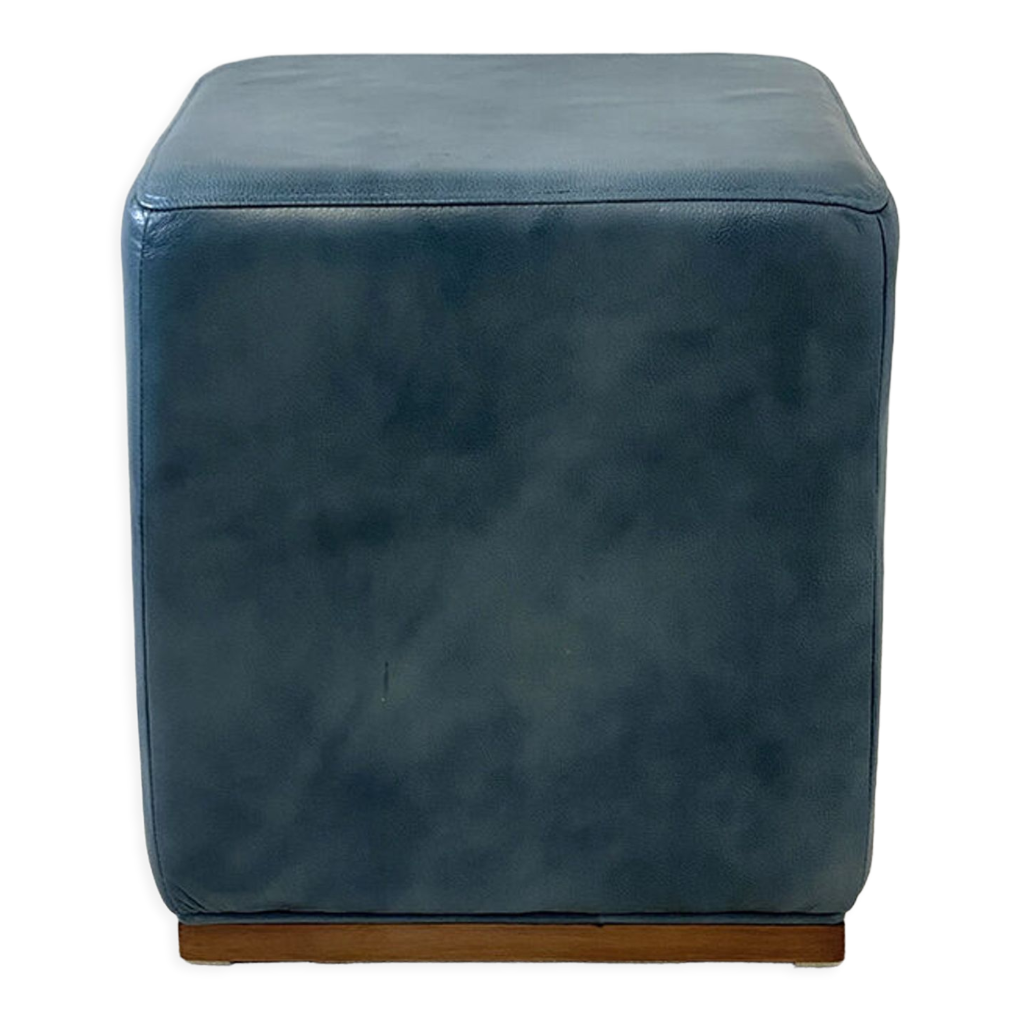 Vintage pouf 70's skaï bleu