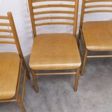 Danish ensemble transformable table 114 cm / 154 + 4 modernist chairs from the 1970s