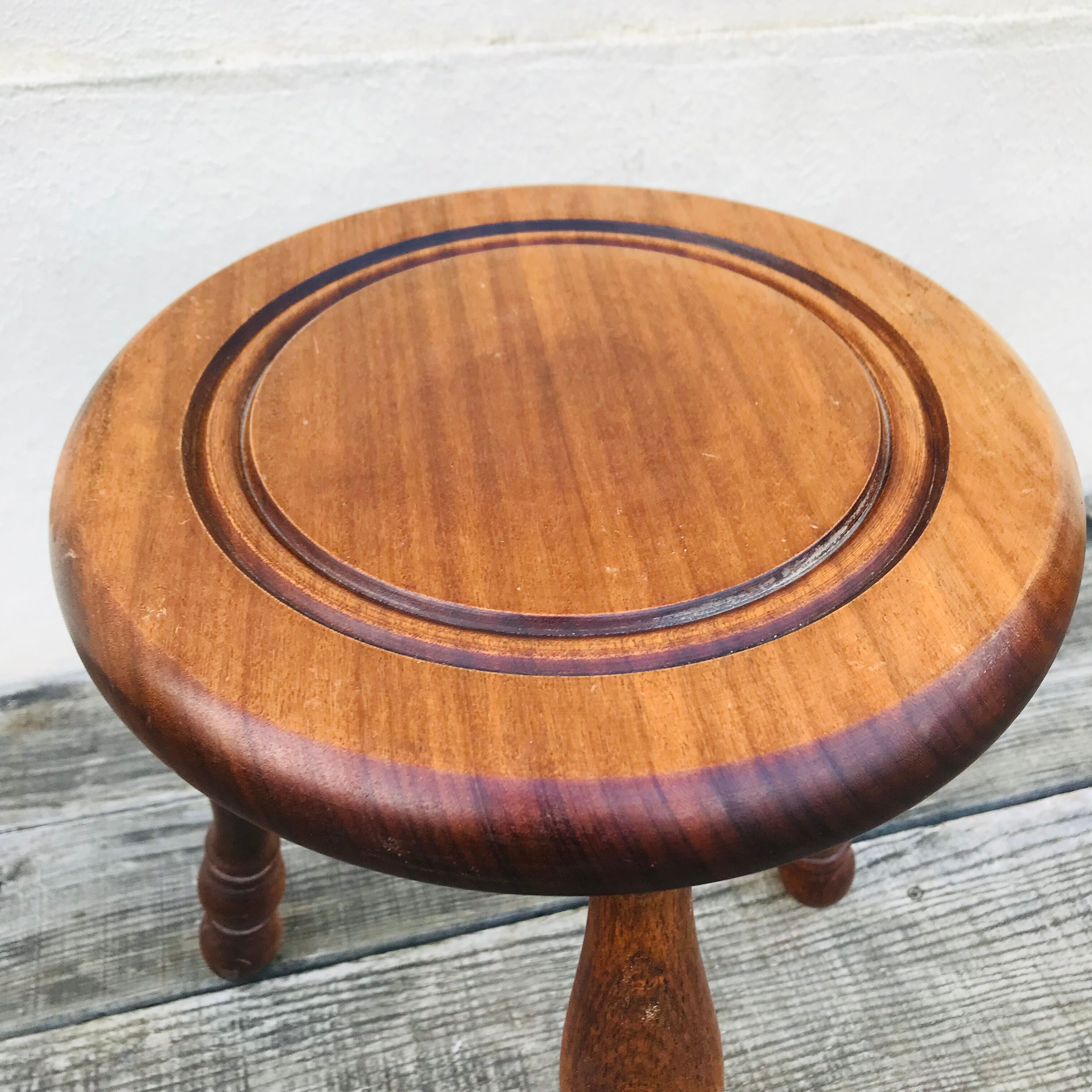 Vintage solid wood stool 1970