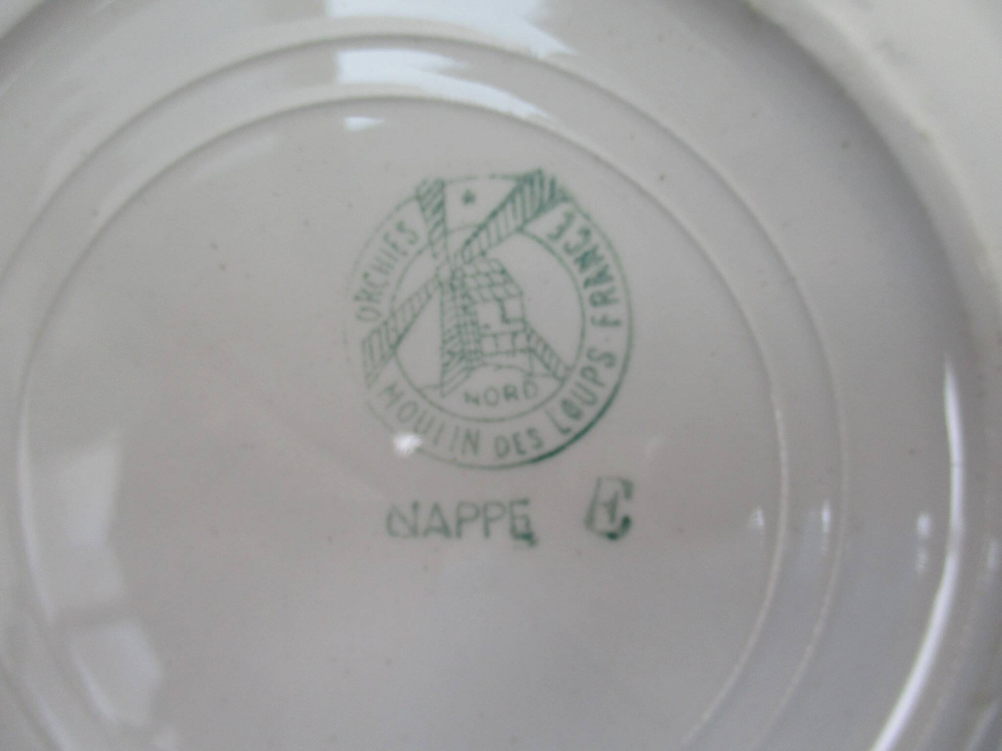 Dessert service Orchies Moulin des loups green tiles