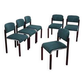 Vintage chrome and wood tubular chairs 1970s