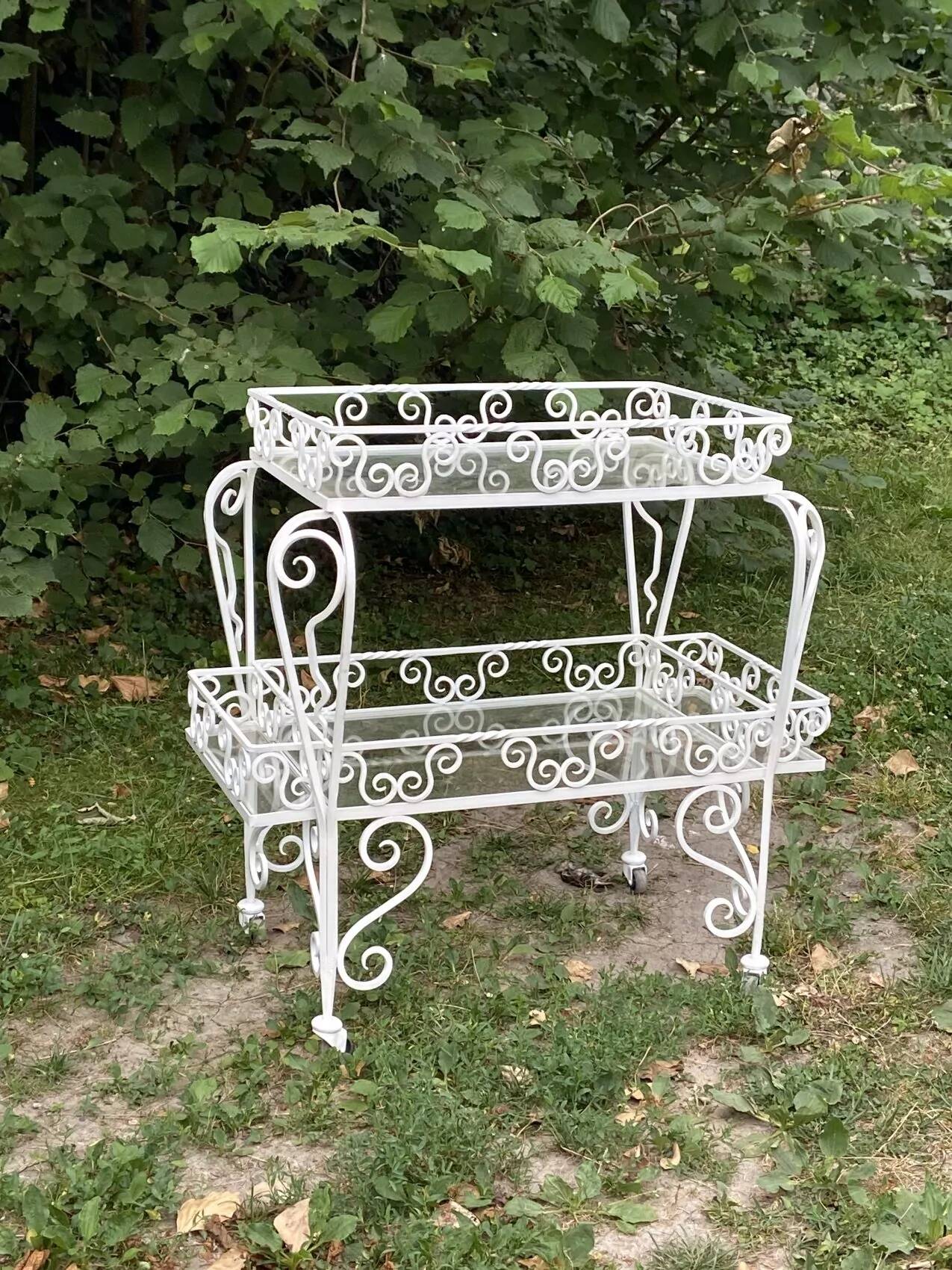Vintage 1950s wrought iron serving trolley – renovated and full of charm