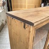 Enfilade de métier en chêne avec portes vitrées