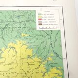 Carte ancienne  Danube Bucarest Roumanie 43x43cm de 1950