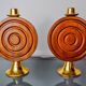 Pair of brutalist candlesticks by Ardisur, bronze and wood, Spain, 1970
