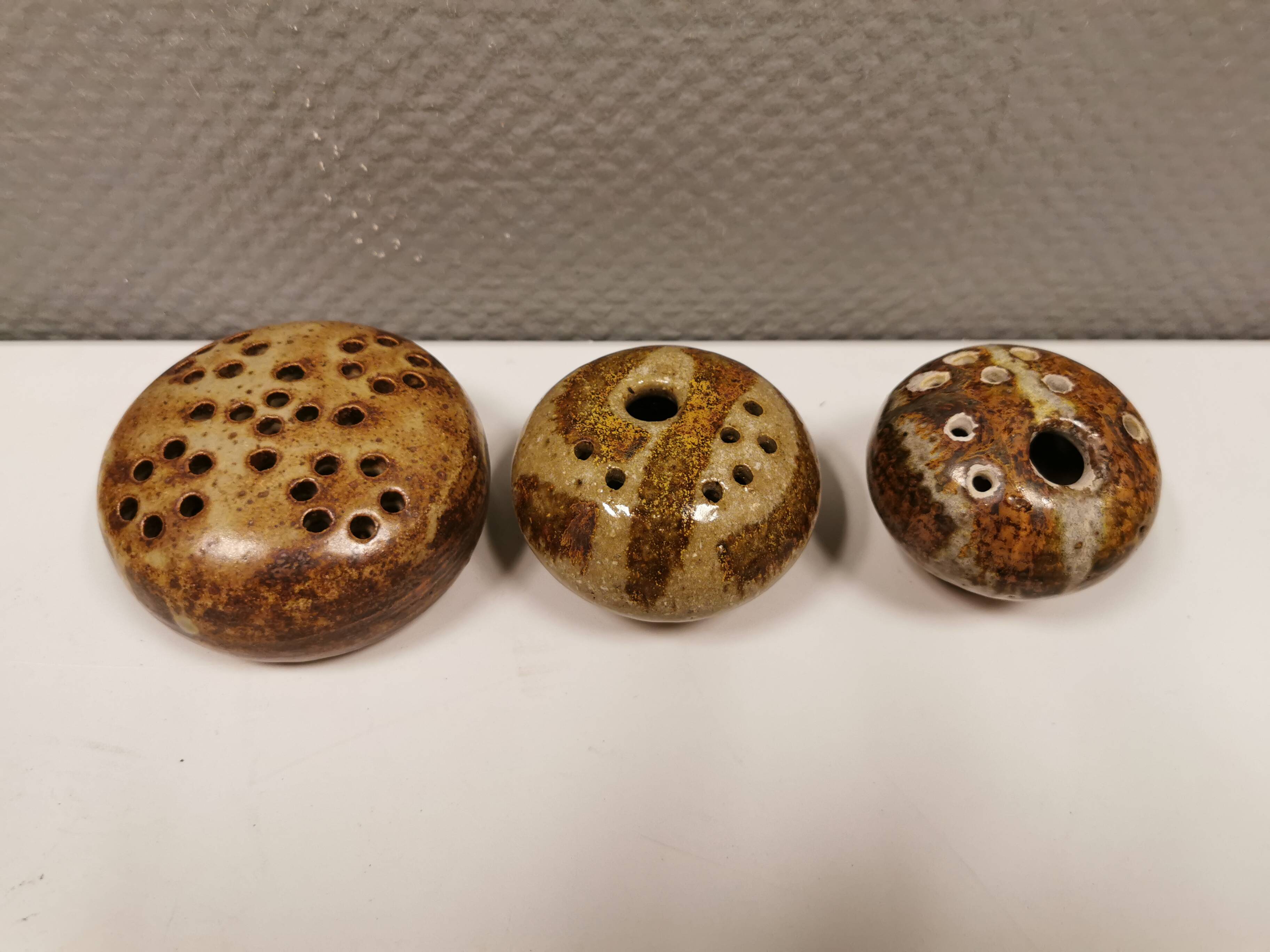 Three pierced vases (in Denmark we call them Mushroom vases)