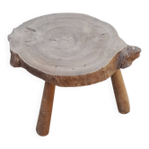 brutalist wooden tripod stool