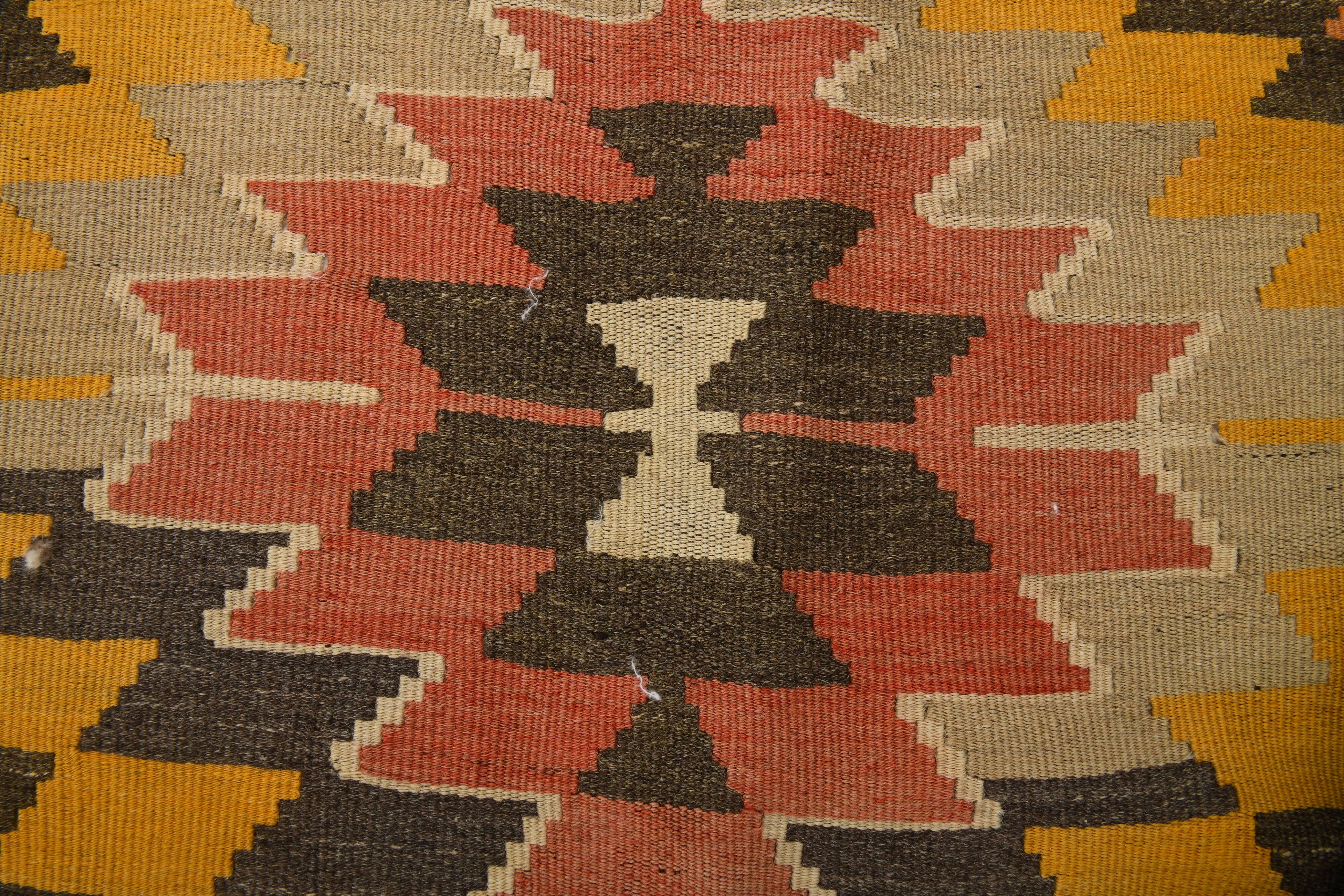 5x8 Orange & Brown Tribal Vintage Kilim Rug, 149x253Cm