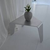 Sculptural Brushed Aluminum Side Table, Minimalist Contemporary Design