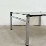Table basse carré chrome / verre fumé