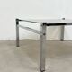 Table basse carré chrome / verre fumé