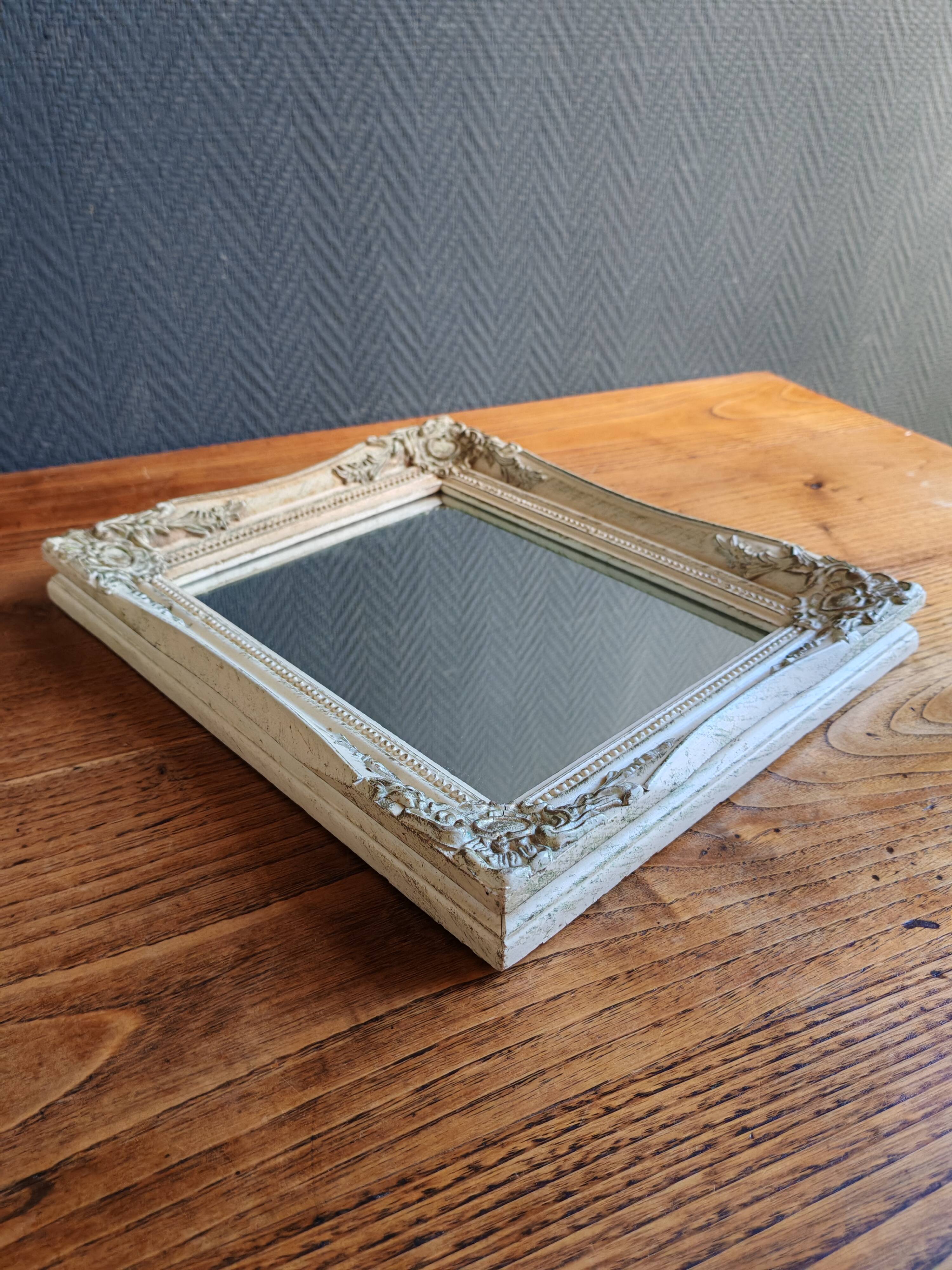 Vintage Rectangular Wall Mirror – Carved Solid Wood Frame