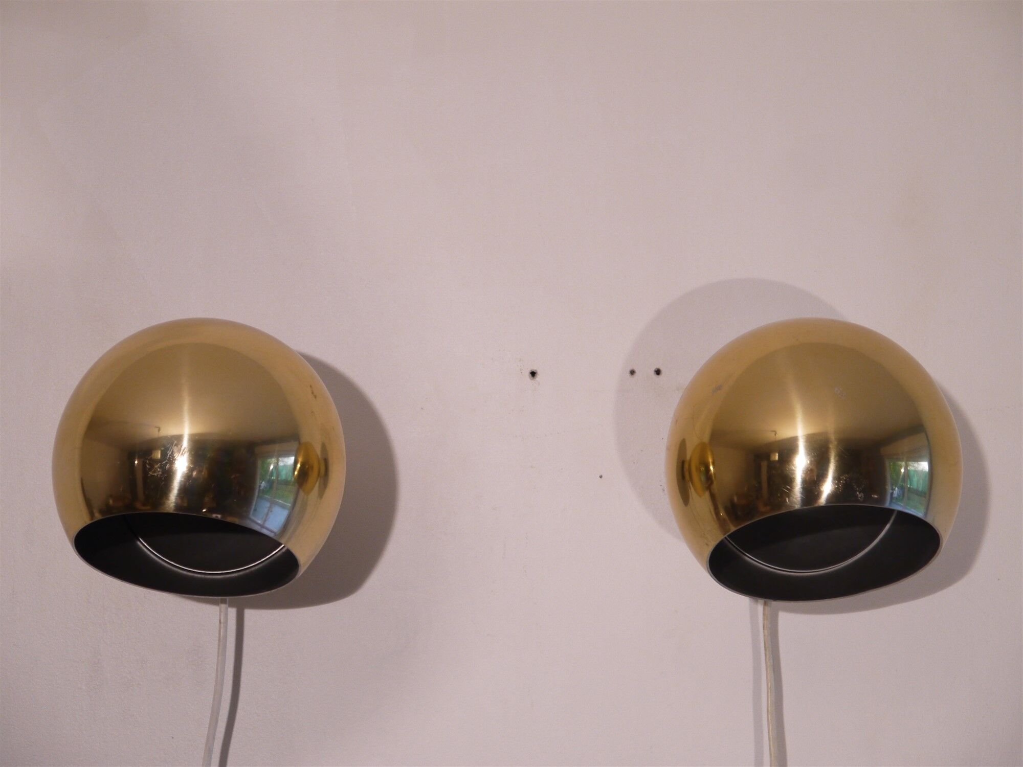 Pair of vintage brass wall lights