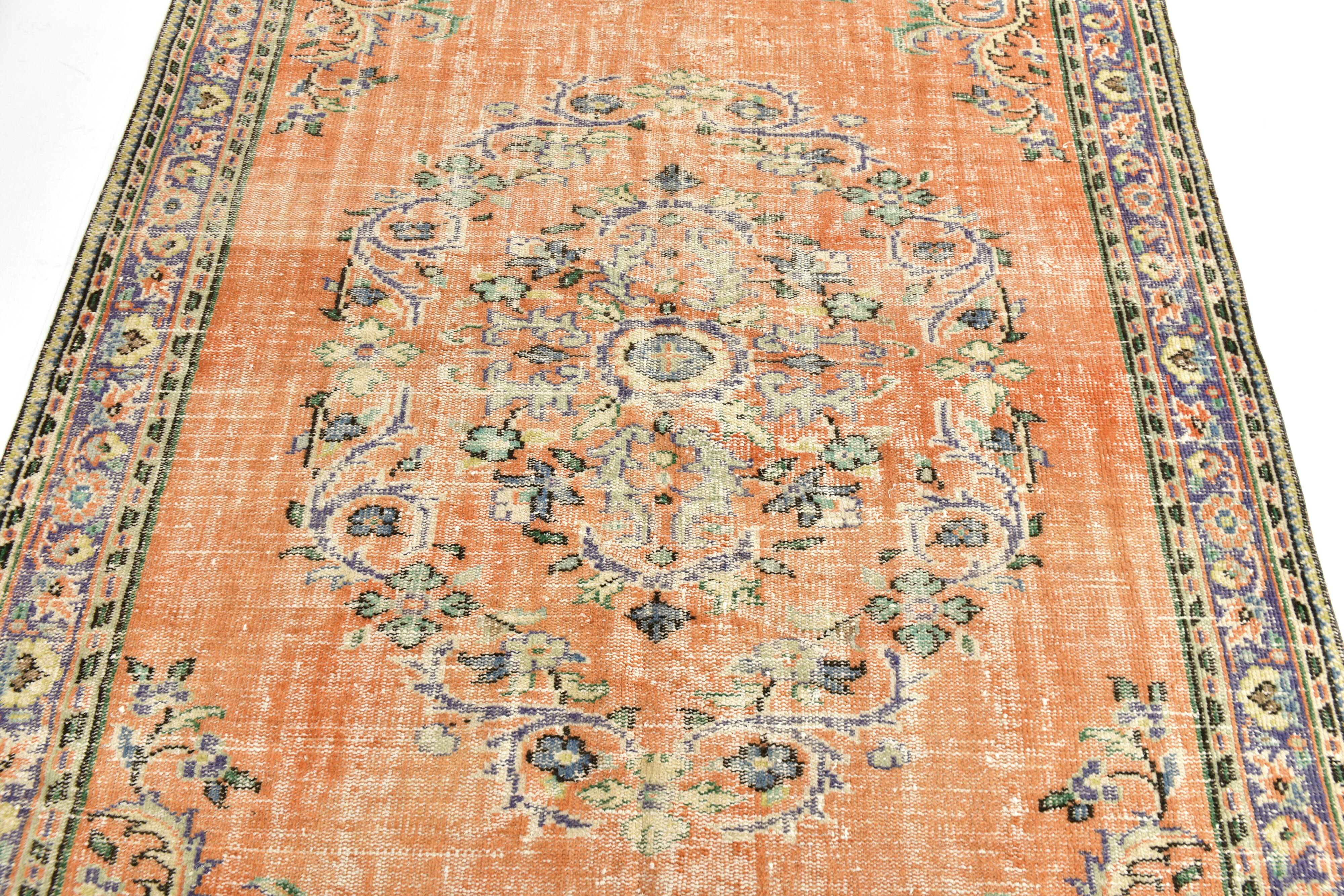 Pumpink Orange Classic Turkish Vintage Rug, 191x272Cm