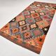 5x11 Multicolor Geometric Style Kilim Rug, Hanmade Wool Area Rug, 162x342Cm
