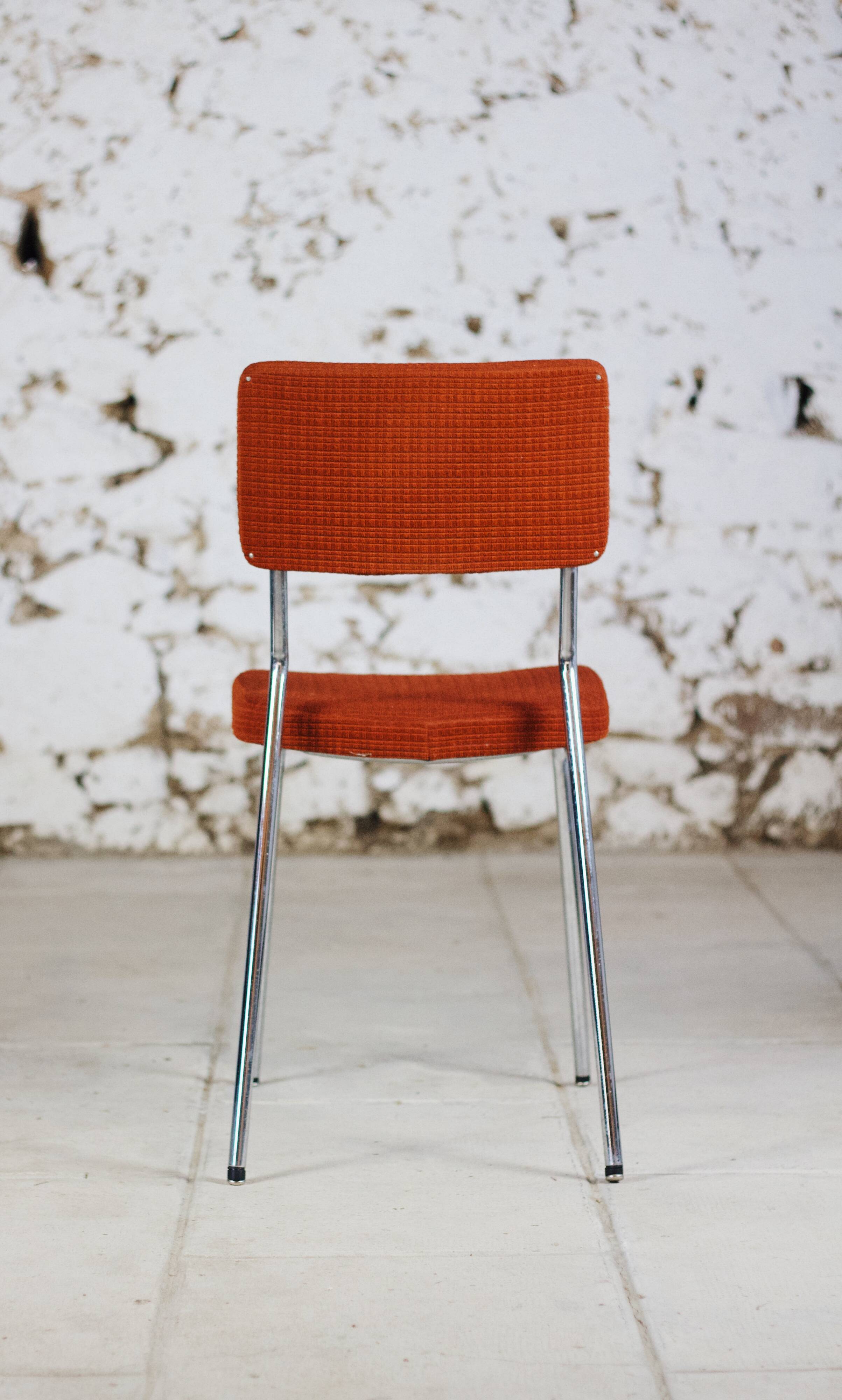 Vintage orange velvet chair, 1970