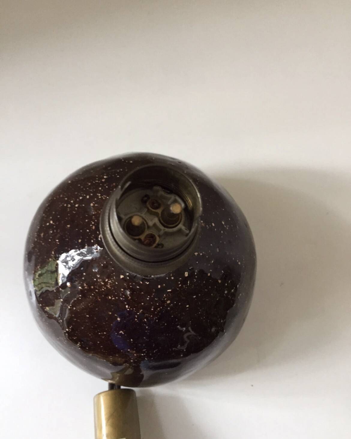 Vintage glazed terracotta lamp base