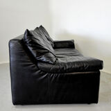 Black leather sofa, Cinna 80